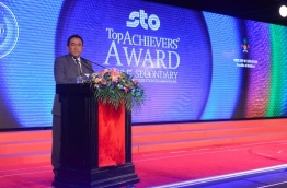 President Yameen speaks during the O’ Level Top Achievers’ Awards 2015 ceremony held on Wednesday. PHOTO/PRESIDENT'S OFFICE