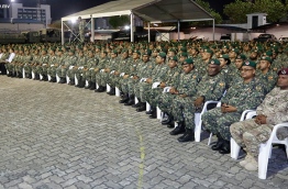 Soldiers pictured during a military ceremony. PHOTO/MNDF