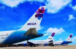 MEGA Maldives aircrafts pictured at the airport. PHOTO/MALDIVES TRAVELLER