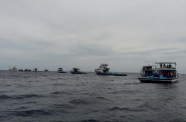 Fishing boats queue up near a MIFCO vessel. PHOTO/MIFCO