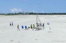 Borehole tests in Hulhumale's second phase in preparation for the development of 7000 housing units. PHOTO/HDC