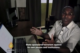 A screen grab of the Al Jazeera documentary "Stealing Paradise' shows former Auditor General Niyaz Ibrahim.