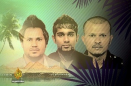 A screeen grab of the Al Jazeera documentary “Stealing Paradise’ showsFormer aides of former VP Adheeb who are now wanted by interpol in connection to terrorism and money laundering.