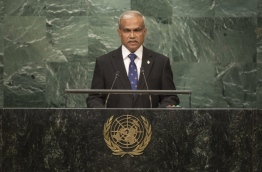 Maldives foreign minister Dr Mohamed Asim pictured during his address to the 71st UN General Assembly in New York on Saturday. PHOTO/UN