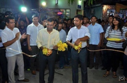 Nasheed (L) and Shifaz pictured during a MDP event. FILE PHOTO/MDP