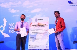 Solarelle Insurance launches its ship builders' risk insurance scheme "Maavadia" at Maldives Marine Expo in Hulhumale. PHOTO: SOLARELLE