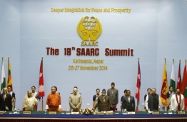 Leaders pose for a photograph during the SAARC summit held in Nepal in 2014.