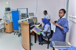 IGMH staff pictured in the new cardiac centre at the state run hospital. MIHAARU FILE PHOTO/NISHAN ALI