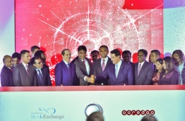 Top executives of Ooredoo Maldives at the ceremony held to mark conversion of Ooredoo Maldives to a public company. PHOTO: MOHAMED SHARUHAAN/MIHAARU