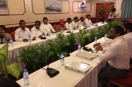 Photograph of President Yameen's PPM council meeting showing his nephew Ghassan Maumoon in attendance. PHOTO/MP AHMED NIHAN