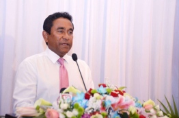 President Abdulla Yameen Abdul Gayoom pictured speaking at a ceremony.