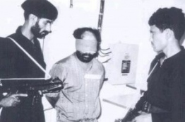 The traitor Abdullah Luthufee, who orchestrated the coup d'état of November 3, 1988, arrested by Indian forces.