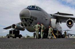 An aircraft of the Indian Air Force that arrived in the Maldives on November 3, 1988 to halt the coup d'état.