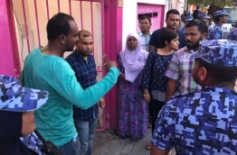 Supporters of Maumoon standing in-front of Former PPM office PHOTO:Mohamed Sharuhaan/Mihaaru