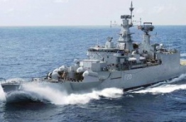 INS Godavari, the Indian frigate that assisted in stopping the freighter MV Progress Light commandeered by Sri Lankan mercenaries after the coup on November 3, 1988.