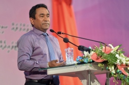President Yameen speaking at a ceremony. PHOTO: President's Office