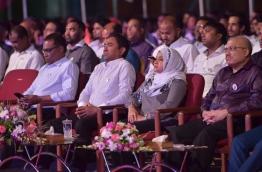 President Yameen and First Lady Fathimath Ibrahim at the "Habeys 3" Rally PHOTO:Mohamed Sharuhaan/Mihaaru
