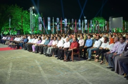 During the "Habeys 3" rally held by PPM to celebrate the third anniversary of its government. PHOTO: MOHAMED SHARUHAAN/MIHAARU