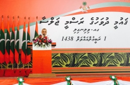 Vice President giving the Inauguration Speech at National Day Official Ceremony at GA.Villingilli PHOTO: President Office