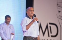 MACL's Managing Director Adil Moosa speaks at MD Awards 2016. PHOTO: MOHAMED SHARUHAAN/MIHAARU