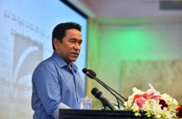 President Yameen speaks at ceremony. PHOTO/PRESIDENT'S OFFICE