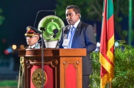 President Yameen addressing the Nation on the occasion of Independence Day PHOTO: Mohamed Sharuhan/Mihaaru