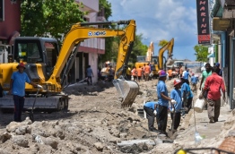 Expatriates at work during a road construction project in capital Male. FILE PHOTO/MIHAARU