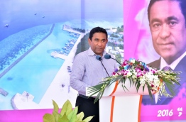 President Yameen speaks at ceremony. PHOTO/PRESIDENT'S OFFICE