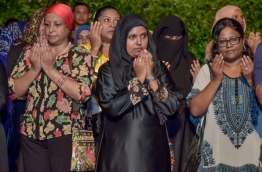 Shidhatha Shareef (C) in a rally of MUO. PHOTO:Mihaaru