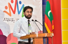 Home Minister Azleen speaking at a Ceremony. PHOTO: Mihaaru