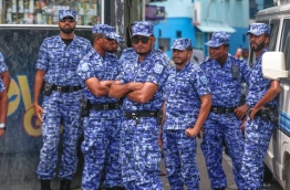 Officers of Maldives Police Service. PHOTO:Mihaaru