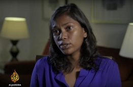 A screen grab of the Al Jazeera documentary ‘Stealing Paradise’ shows editor of the Maldives Independent news website Zaheena Rasheed during her interview with the Doh based broadcaster.
