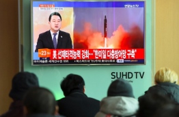 North Korea fired a ballistic missile on February 12 in an apparent provocation to test the response from new US President Donald Trump, the South Korean defence ministry said. / AFP PHOTO / JUNG Yeon-Je