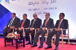 Some judges of the Supreme Court with Attorney General Anil Mohamed (L).