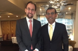 Former President Nasheed (R) meet with UN High Commissioner for Human Rights Zeid Bin Ra’sd Zeid al-Hussein