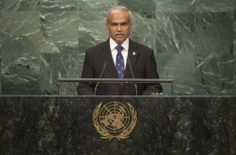 Foreign Minister Mohamed Asim addressing the UN Human Rights Council, PHOTO/UN