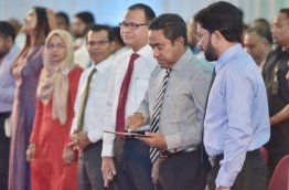 President Yameen launching "Tharika" Campaign