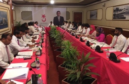 PPM council holds meeting to discuss expulsion of Former President Maumoon as party leader. PHOTO/SOCIAL MEDIA