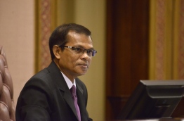 Parliament speaker Abdulla Maseeh during the debate on the motion of no confidence submitted against him. PHOTO/MAJLIS