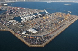 Aerial view of the Port of Yokohama in Yokohama City, Japan.