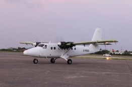 Transmaldivian Airways (TMA)'s newest seaplane at Velana International Airport. PHOTO/TMA