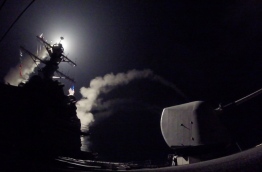 US President Donald Trump ordered a massive military strike on a Syrian air base on Thursday in retaliation for a "barbaric" chemical attack he blamed on President Bashar al-Assad. The missiles were fired from the USS Porter and the USS Ross, which belong to the US Navy's Sixth Fleet and are located in the eastern Mediterranean. / AFP PHOTO / US NAVY / Ford WILLIAMS / RESTRICTED TO EDITORIAL USE - MANDATORY CREDIT "AFP PHOTO / US NAVY / Mass Communication Specialist 3rd Class Ford Williams" - NO MARKETING NO ADVERTISING CAMPAIGNS - DISTRIBUTED AS A SERVICE TO CLIENTS