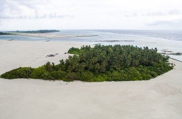 Aerial view of the island of Dhigihera in Addu atoll. PHOTO/AISHATH NAJ