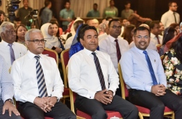 President Yameen (C) at a ceremony. PHOTO: NISHAN ALI/MIHAARU