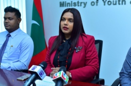 Youth Minister Iruthisham Adam speaks at press conference. PHOTO/YOUTH MINISTRY