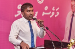 MP Ilham speaking at a rally of PPM photo: Mihaaru Files