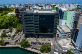 Aerial view of Maldives Monetary Authority (MMA) in capital Male.