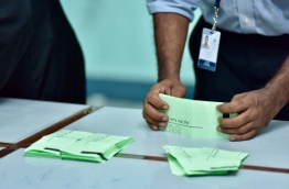 Ballot papers being counted in the Local Council Elections. PHOTO:Mihaaru