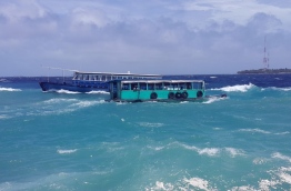 Ferries leave the lagoon of capital Male on rough seas. PHOTO/MIHAARU