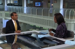 Screen grab of former President Nasheed's interview to Sky News regarding the US' withdrawal from the Paris Agreement.